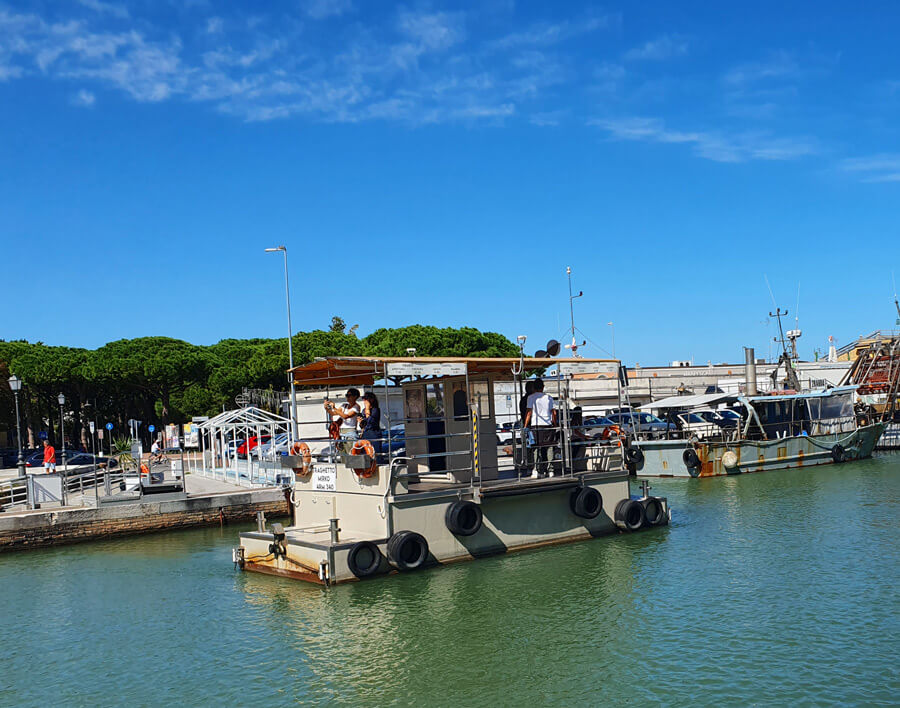 The Mirko ferry crossing Cesenatico's Porto Canale