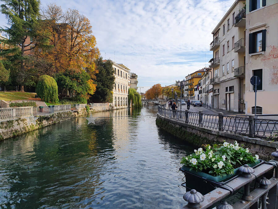 A view over the wide river Sile in Treviso